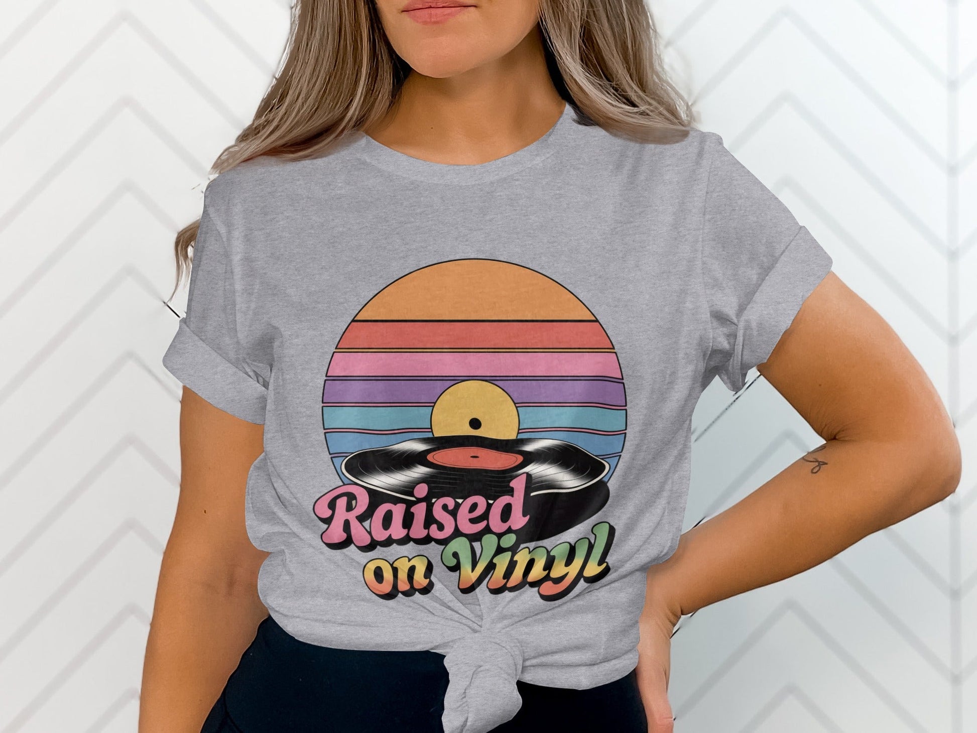 Raised On Vinyl Vintage Retro Style Design Graphic T-Shirt- Cloud 16 Clothing Co.- {{Product type}}