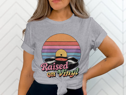 Raised On Vinyl Vintage Retro Style Design Graphic T-Shirt- Cloud 16 Clothing Co.- {{Product type}}