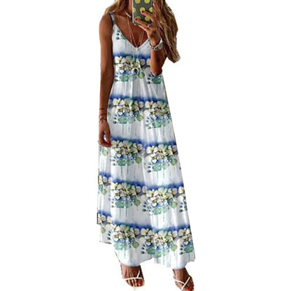 Women Boho Vintage Maxi Dress - - dress