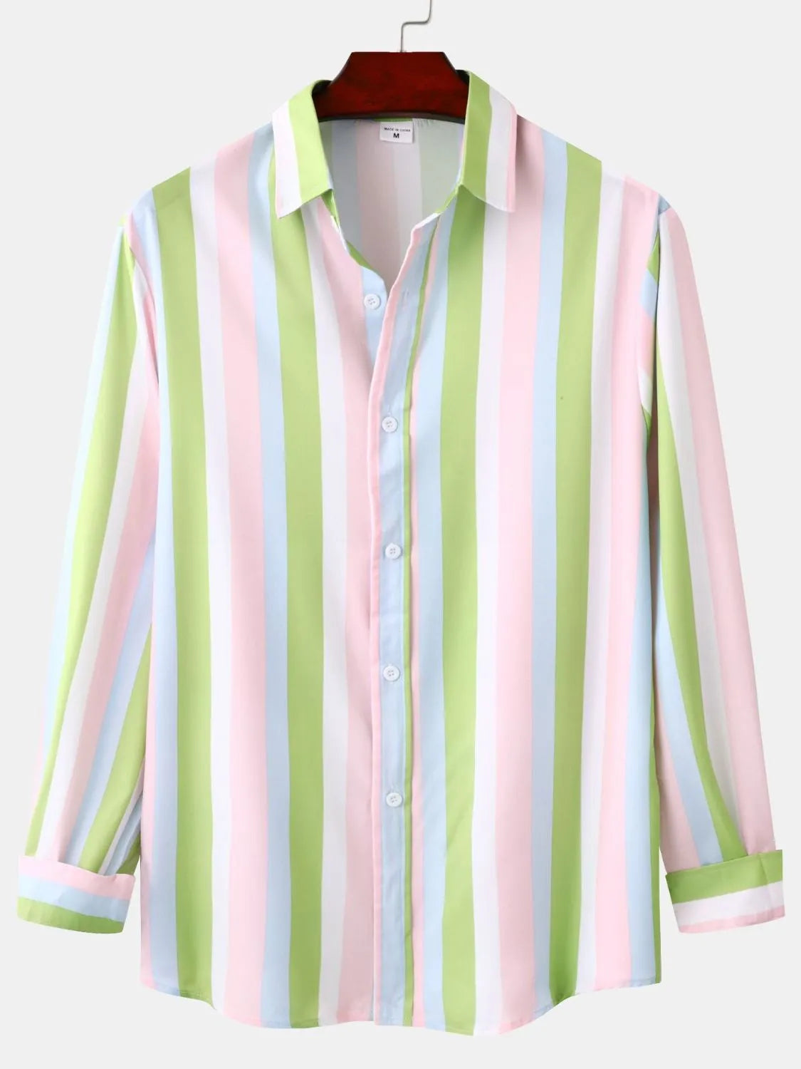 Men's Striped Long Sleeve Button-Up Shirt - Stripe -