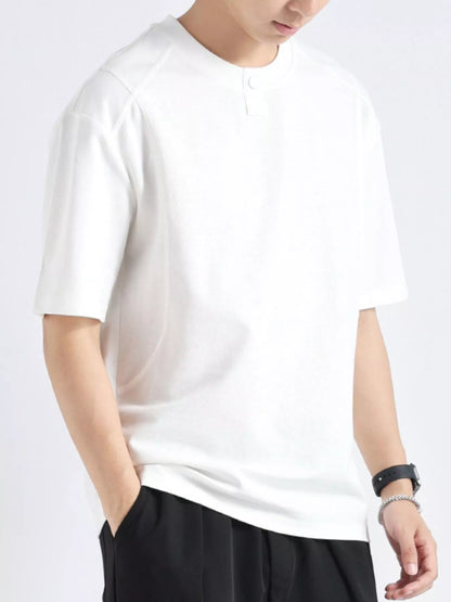 Men's Plus Size Casual Short Sleeve T-Shirt - White -