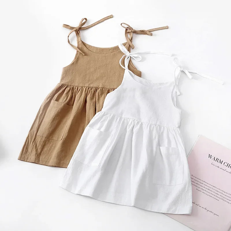 Toddler Solid Cotton Sleeveless Sundress