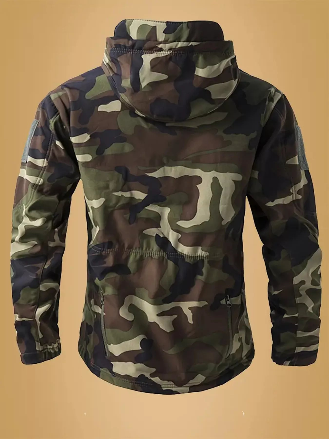 Men's Camouflage Zip Up Hooded Jacket - -