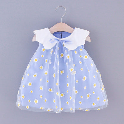 Sweet Mesh Sleeveless Kids Dress - - baby dress