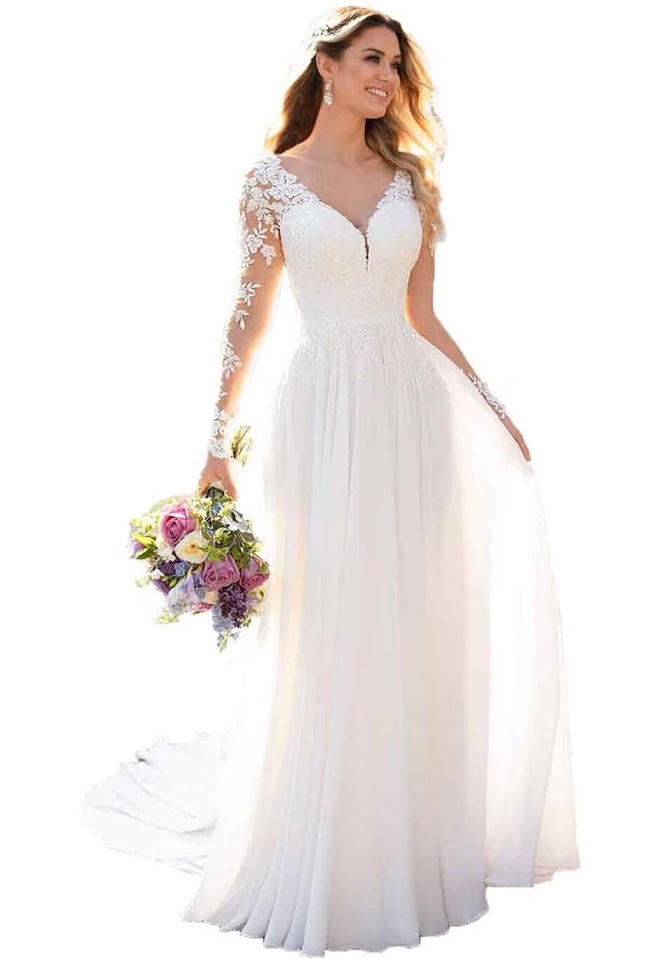 Ivory Lace Bridal Gown with Long Sleeves by Noras - Casual Ivory 8 - dress