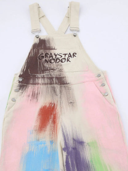 Colorful Wide Leg Overalls - -