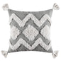 Handmade Boho Macrame Knit Tassel Embroidered Pillow Case Tufting Cushion Cover dark grey white