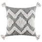 Cotton Macrame Pillow Case Woven Tufted Throw Pillow Cover With Tassel dark grey white