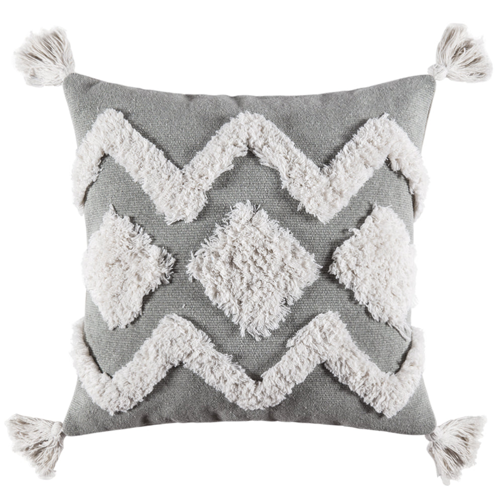 Cotton Macrame Pillow Case Woven Tufted Throw Pillow Cover With Tassel