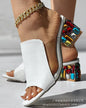 Women's Crystal Peep-Toe Chunky Heels Sandals