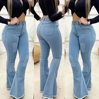 High Waist Boot Cut Jeans Flared Leg Denim