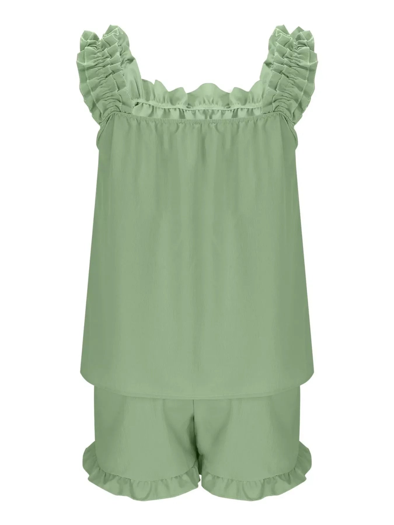 Ruffle Trim Sleeveless Top and Shorts Set- Shopimist- {{Product type}}