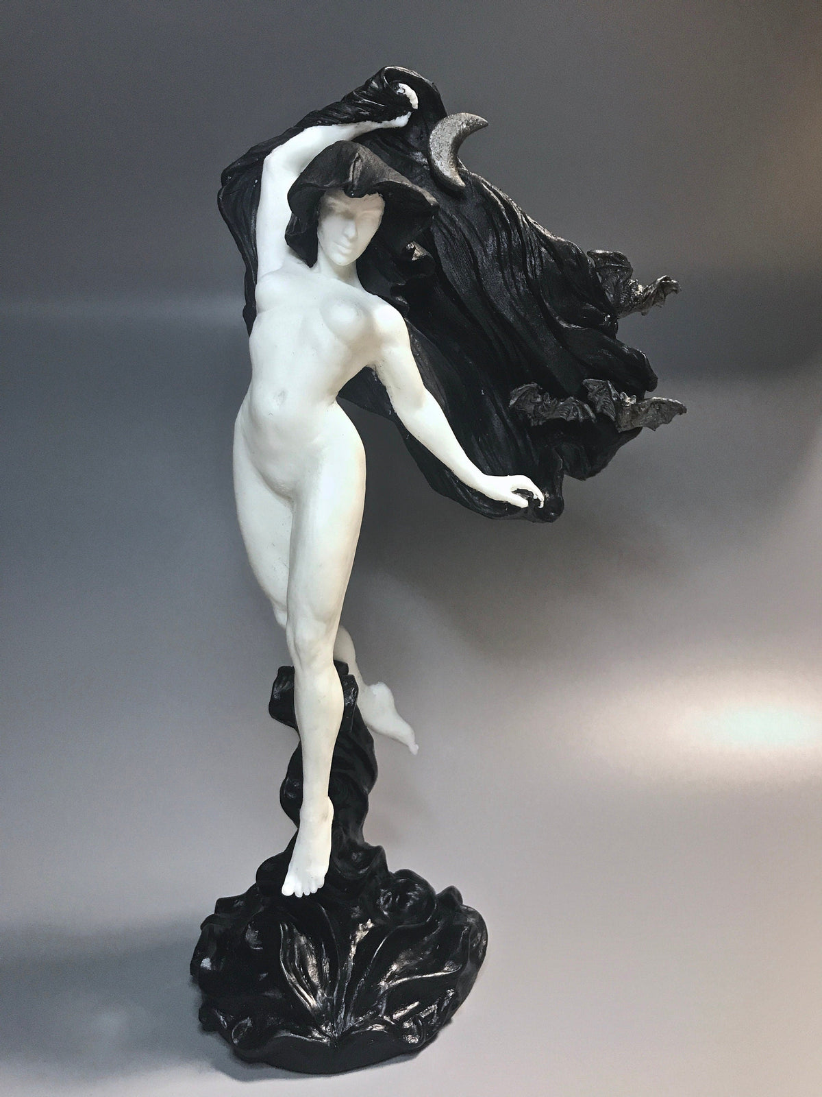 Nyx, the Goddess of the Night Statue, B&W Finish | Mythological Deities Figurine | Myths and Legends Character| Mythic Art for Gothic Decor - -