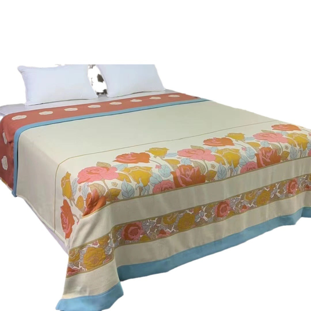 Cotton Love Alice Rose Jacquard Cotton Blanket - - blanket