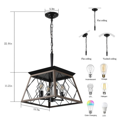 Farmhouse Chandelier 4 Lights Vintage Antique Ceiling Light - - light
