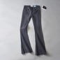 5 Color Mid Waist Flare Pants Women Retro Denim Jeans Gray