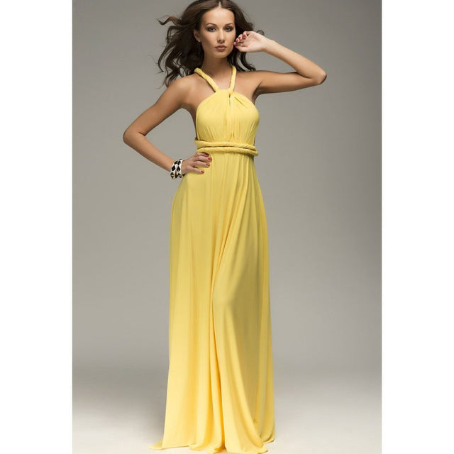 Long Wrap Dress - Yellow Large - dress