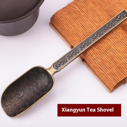 Carved Fu Character Auspicious Clouds Pattern Tea Shovels - - Tea Accessories