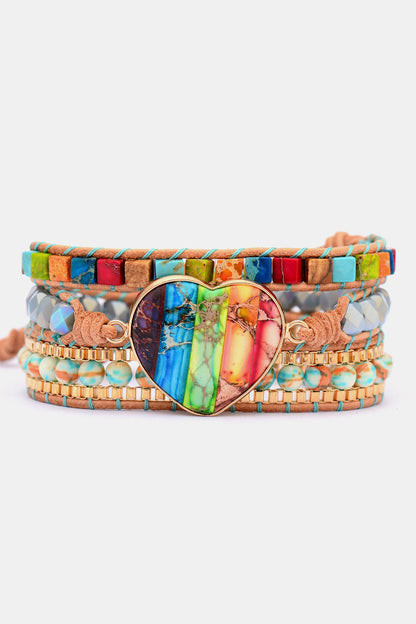 Imperial Jasper & Crystal Layered Bracelet - Multicolor One Size - clothes and accessories