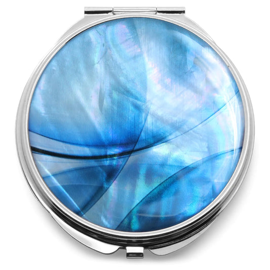 MADDesign Fractal Abstract Blue Mother of Pearl Compact Travel Mirror - - Mirror