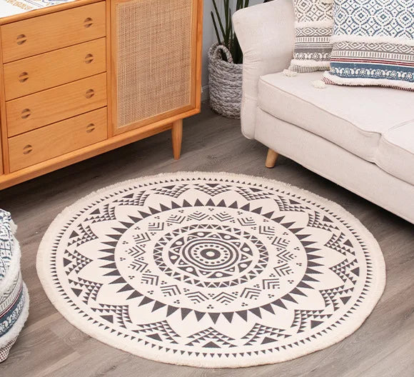 Mandala Round Rugs Custom Tufted Rugs Mat With Tassels