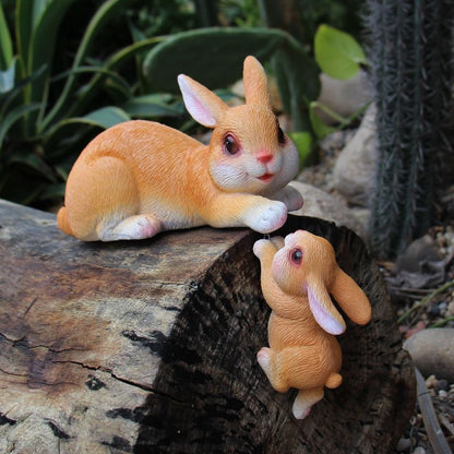 Enchanted Garden Climbers Featuring Squirrels - Hand-holding parent-child rabbit - yard decoration