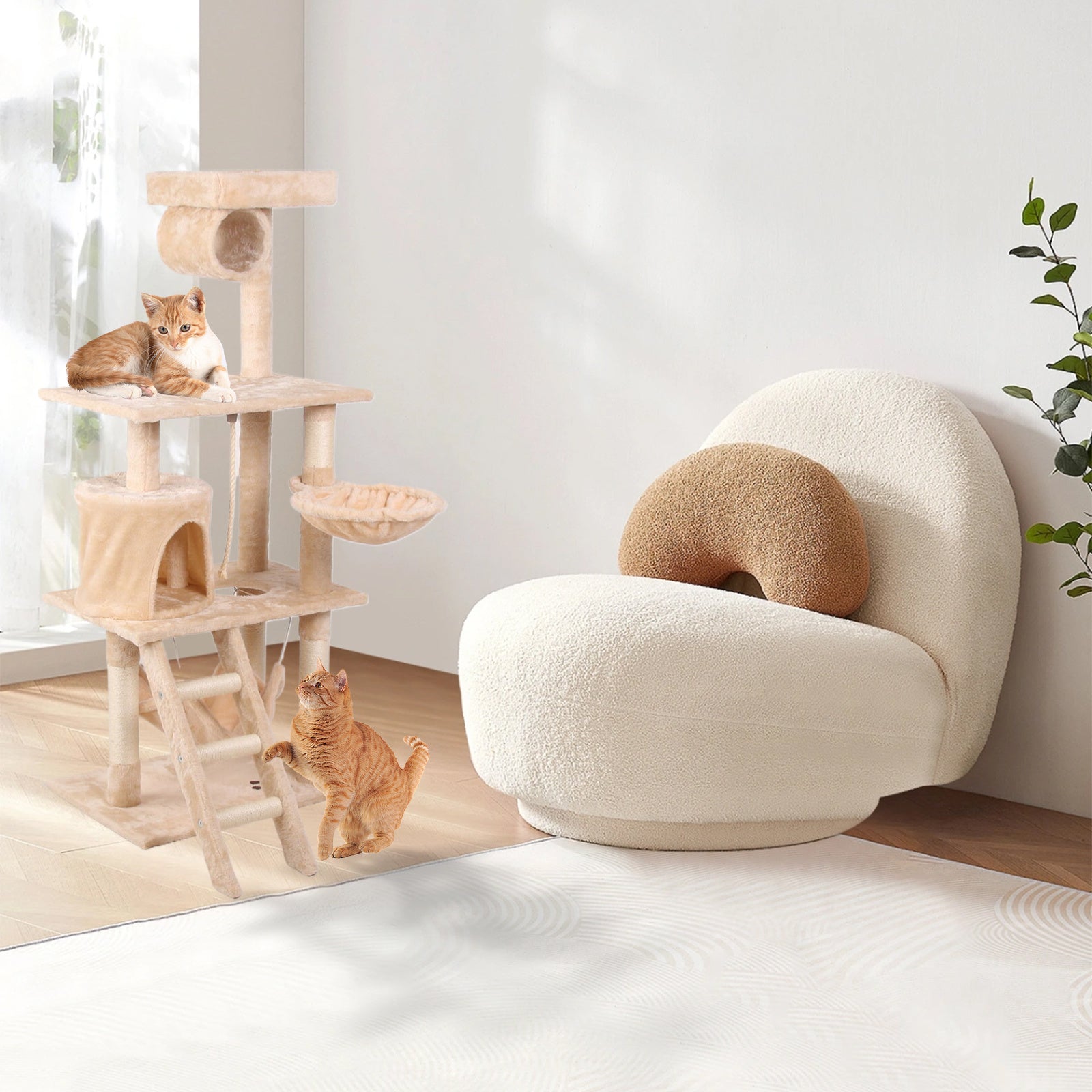 Cream Cat Climbing Tree - - cat tree