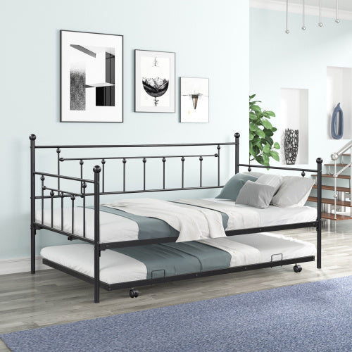 Metal Double Day Bed With Rollers - -