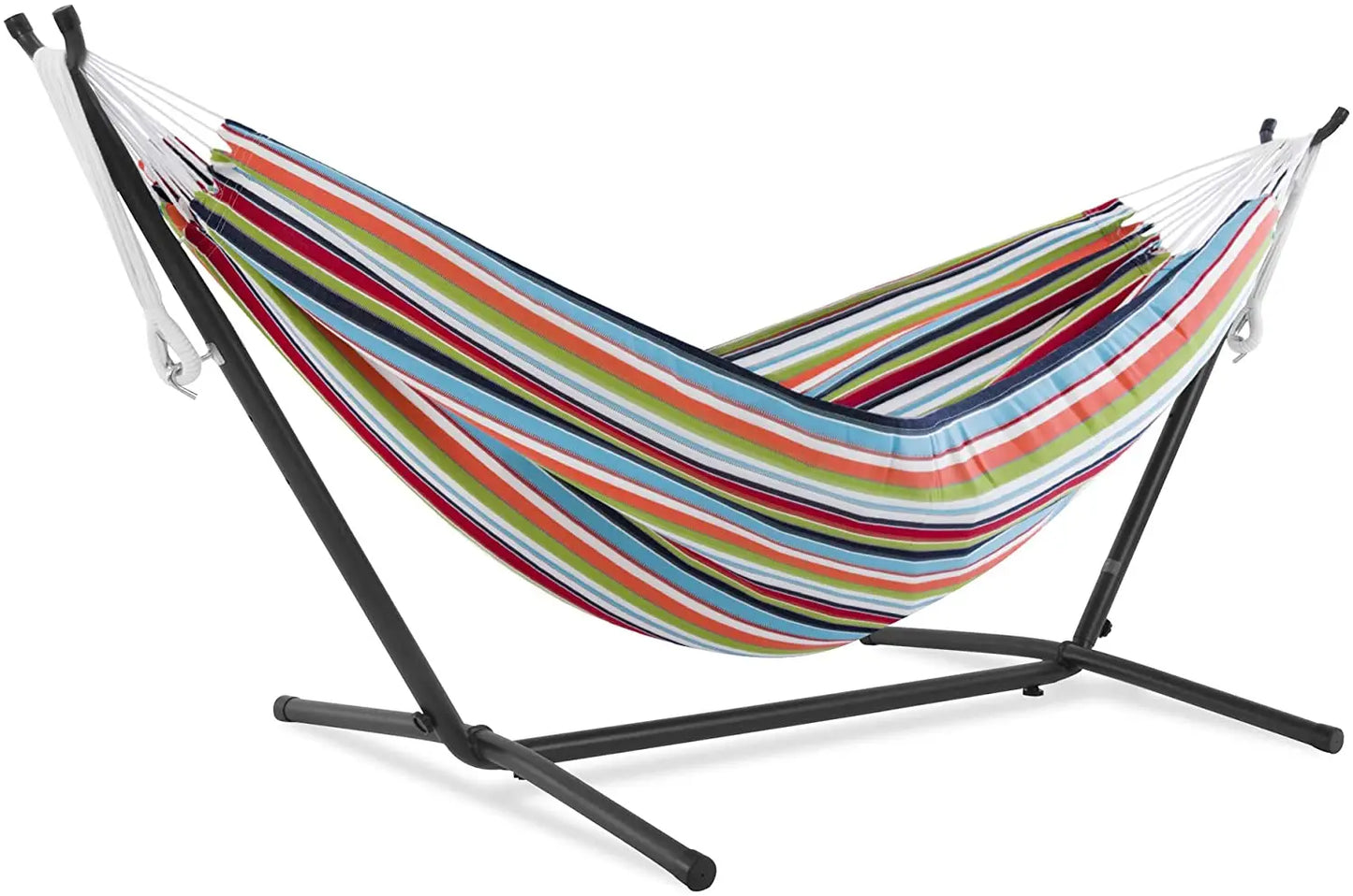 Double Cotton Anti-Rollover Stripe Stitching Color Hammock With Stand