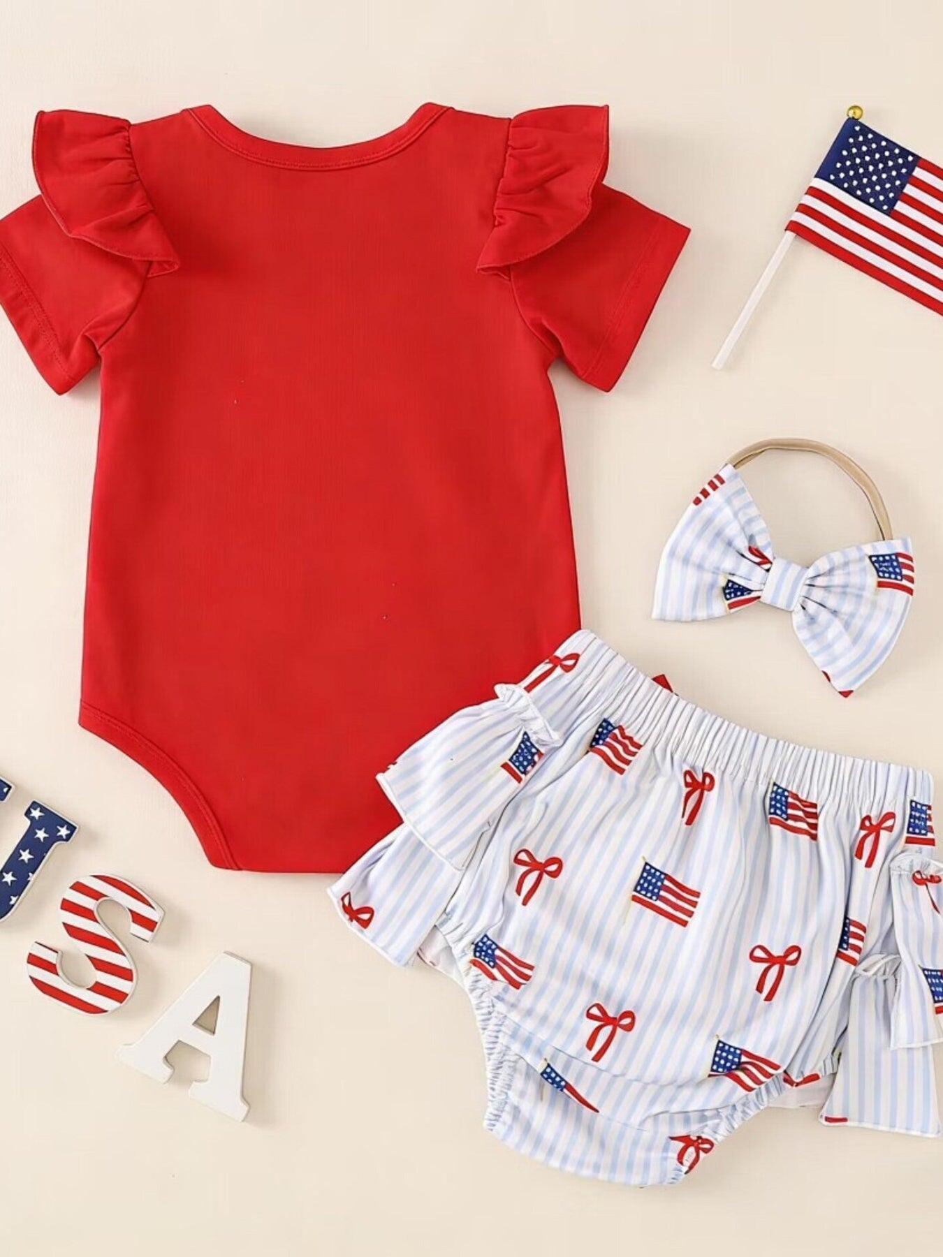 Children's My First 4th of July Bodysuit & Skort & Headband Set - -