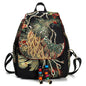 Retro Embroidered Peacock Backpack - Black 26*12*36cm - backpack