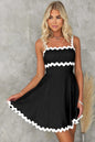 Contrast Trim Square Neck Mini Dress - Black - Clothing & Fashion