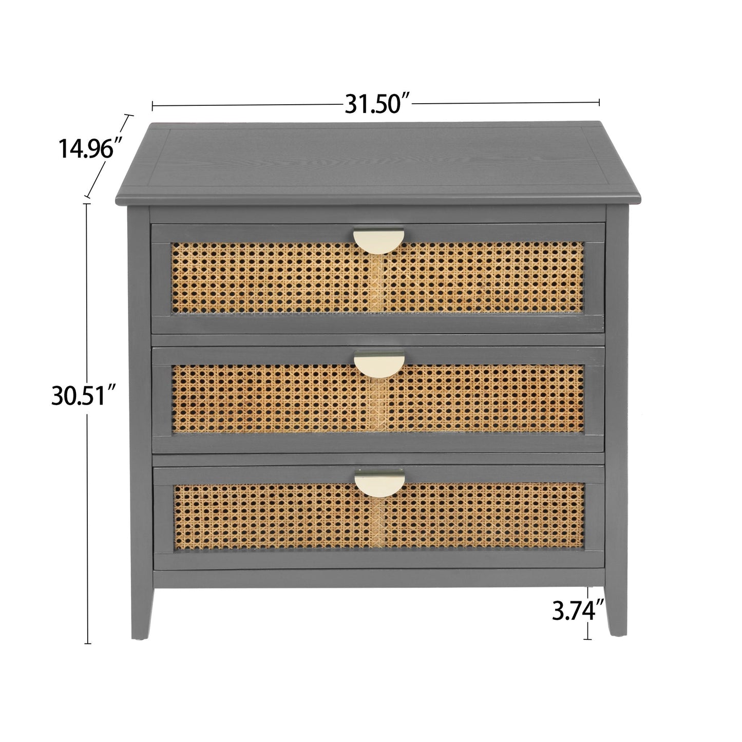 3 Drawer Cabinet, Natural Rattan, American Furniture- Unique Piece Furniture- {{Product type}}