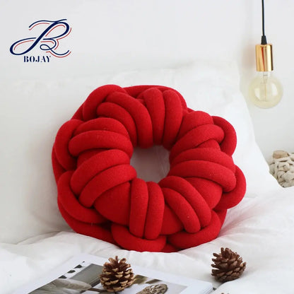 Round Solid Chunky Throw Pillow Knot Cushion Decorative Pillow