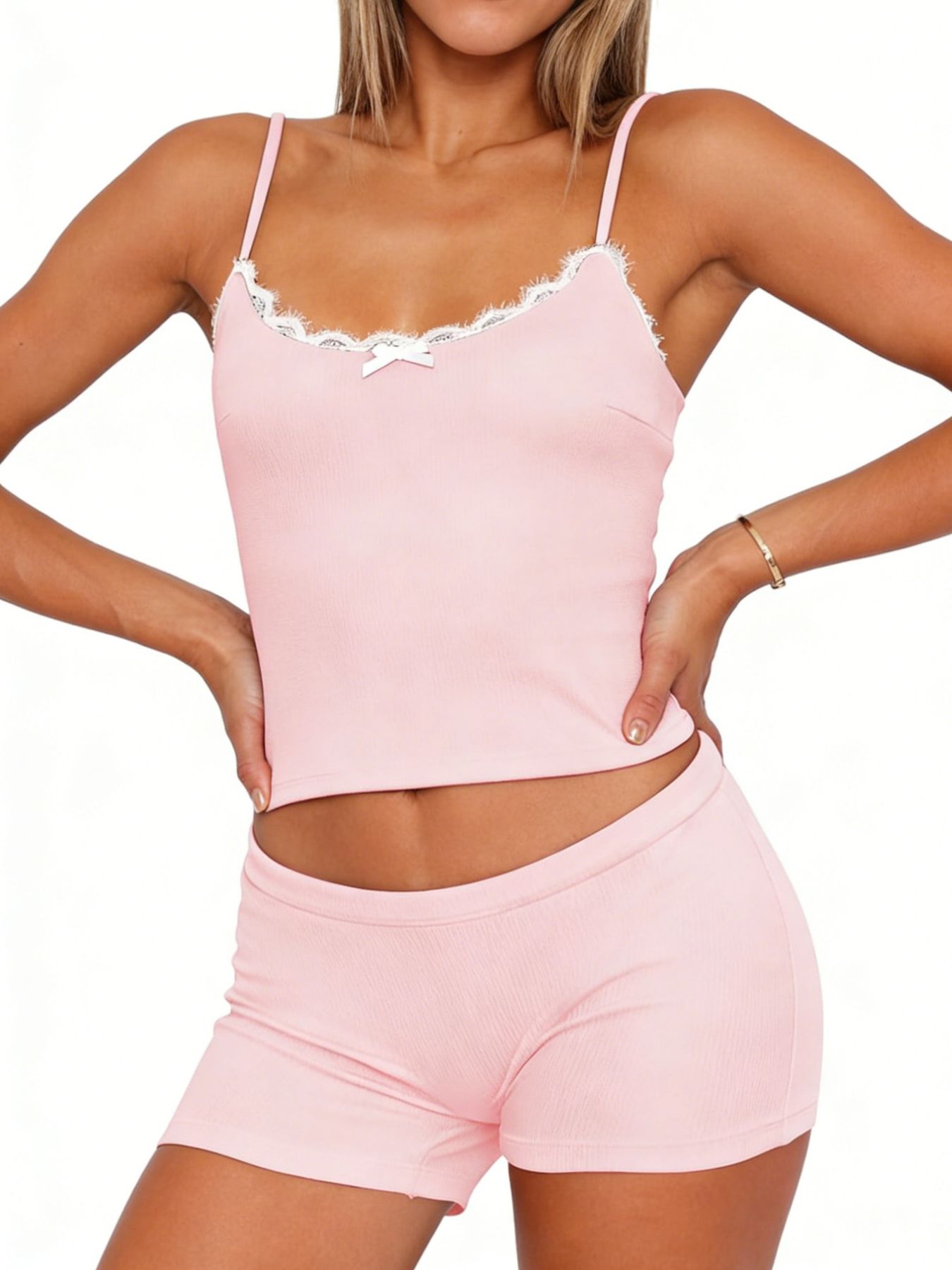 Contrast Trim Cami and Shorts Set- Shopimist- {{Product type}}