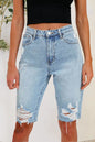Distressed Pocketed Denim Shorts - Light -