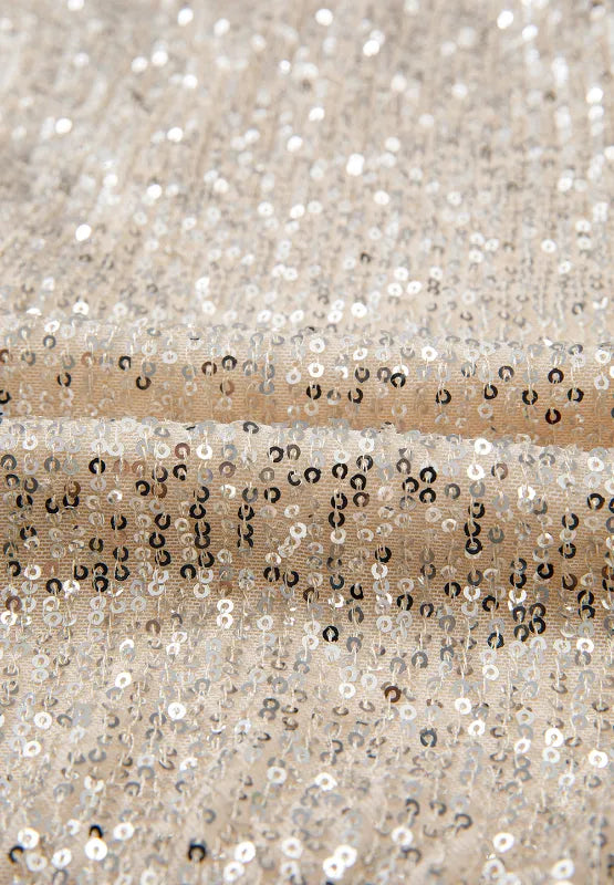 Sequin Surplice Long Sleeve Bodysuit - -