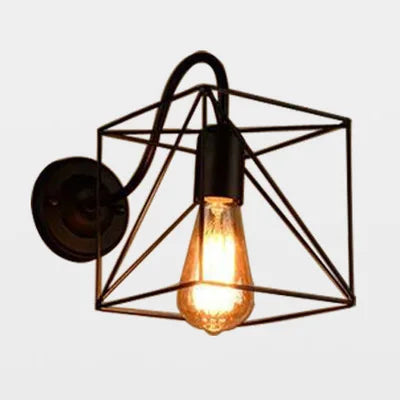 Single Head Industrial Vintage Retro Wooden Metal Wall Lamp