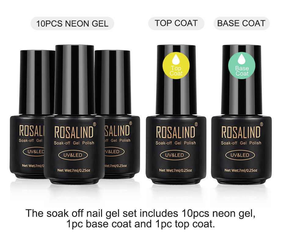 ROSALIND Fluorescent Gel Nail Polish Set 12 Bottles - - gel polish
