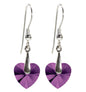 Swarovski Crystal Heart Drop Earrings 925 Sterling Silver - Purple - earrings