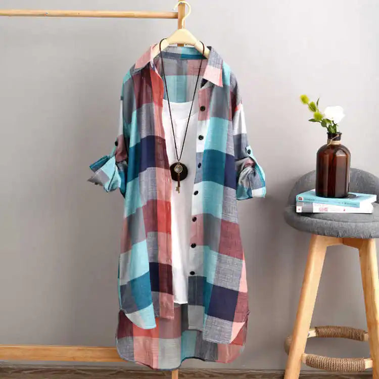 Loose Fashion Plaid Women's Shirt