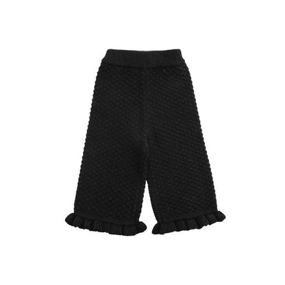 Girls Knitted Pants Wide Leg black