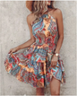 Summer Chic Halter Dress - European & American Print - color 3 Medium - dress