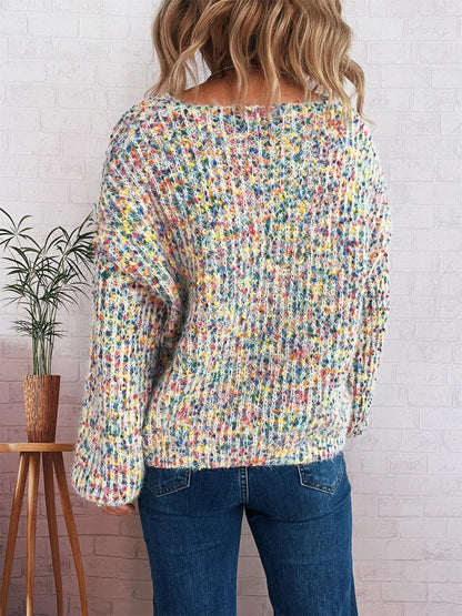 Colorful Long Sleeve Sweater - -