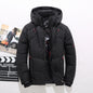 Mens Short Down Jacket with Hood - Black XL - Coat