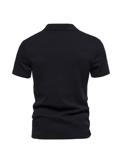 Men's Plus Size Casual Notched Short Sleeve Polo - -