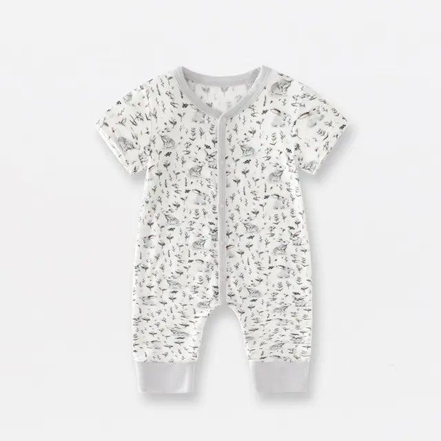 Bamboo Fiber Baby Zippered Romper light grey cream 18-24M 90cm