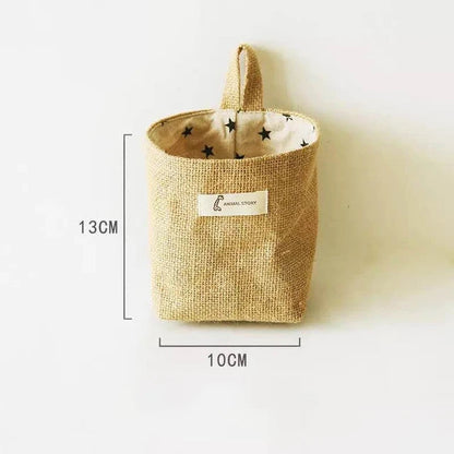 Cotton Linen Storage Basket Hanging Pocket Jute Bag Kia Day Design