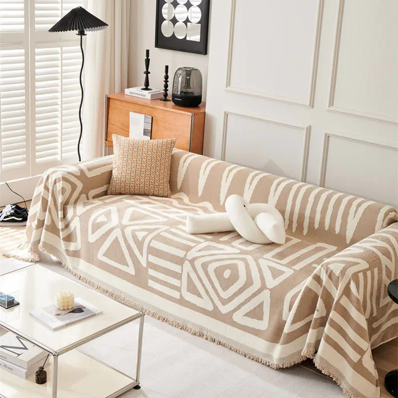 Cat-Proof Chenille Sofa Cover - Bohemian sofa towel-milk tea 33 180*150 - Sofa blanket