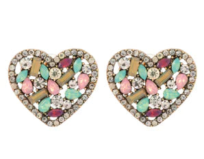 Heart-Shaped Crystal Earrings (One Pair) Kia Day Design